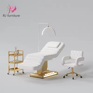 Cama de Masaje Eléctrica de Lujo con 3 Motores para Salón de Belleza en Negro y Dorado, Camilla Facial Ajustable para Pestañas y Spa con Lámpara - Product Image 2