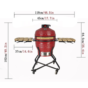 KIMSTONE Fabricant Four à rôtir en céramique Kamado rouge de 18 pouces pour poulet, rôtissoire, Caja China Asador - Product Image 5