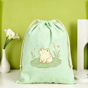 Foldable Lightweight <b>Large</b> Cartoon Simple Portable Canvas Drawstring Pouch Wear Resistant Beach Swimming <b>Towel</b> Sack - Product Image 6