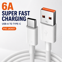 Câble de charge rapide USB A vers USB C 6A, type C, PVC, fournisseur en gros