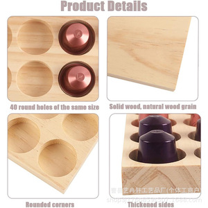 Organizador de Cápsulas de Café de Madera para 40 Cápsulas, para Encimera de Cocina o Escritorio - Product Image 3