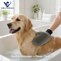 Gant de toilettage avec poils jaunes, paume en caoutchouc, maille respirante et poignet élastique pour le toilettage, le massage et le lavage des chiens et des chats
