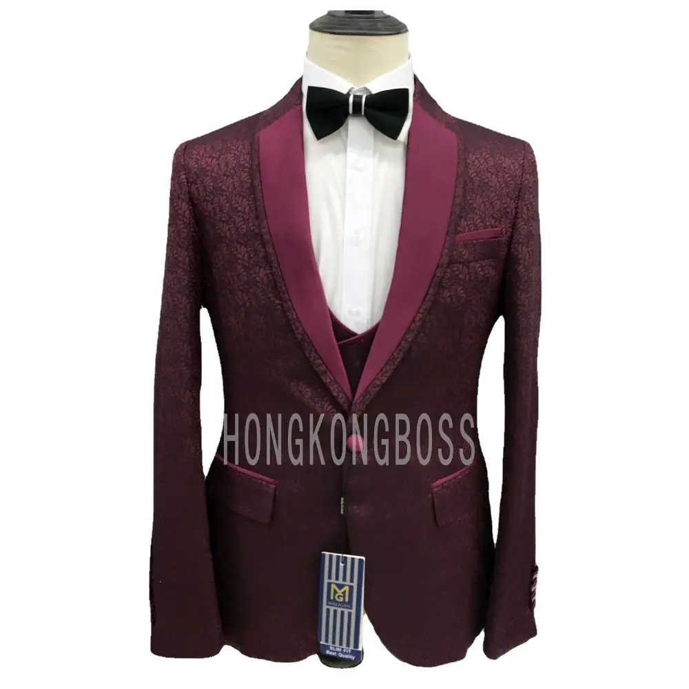 High quality men wedding suit set fashion jacquard 3 piece suits set for men comfortable men's suits set