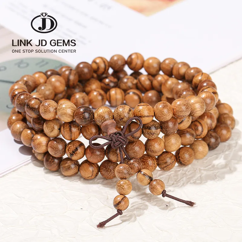 JD 8mm buddista tibetano Mala Buddha Charm rosario preghiera bracciali con perline Agarwood Buddha Beads bracciale multistrato