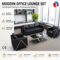 Ensemble de sièges pour hall d'entreprise avec canapé trois places rembourré, fauteuils d'appoint et style de bureau raffiné