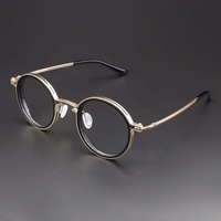 Monture optique ronde élégante en acétate de titane, monture de lunettes vintage rétro en métal