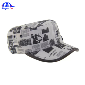Gorra de cadete personalizada con estampado, gorra vintage de algodón de copa plana, gorras de diseño de periódico estilo streetwear OEM, gorra de asalto al por mayor, gorra de camuflaje de 5 paneles - Product Image 4