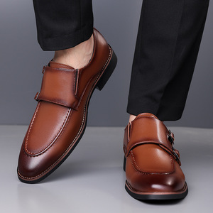 Chaussures habillées pour hommes à boucle Monk en cuir véritable, bout rond, semelle extérieure en caoutchouc antidérapante, pour le bureau et la carrière, toutes saisons - Product Image 2