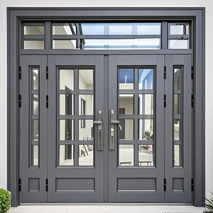 Porta d'Ingresso a <span class=keywords><strong>Doppia</strong></span> <span class=keywords><strong>Anta</strong></span> in <span class=keywords><strong>Vetro</strong></span> Temperato e Lega di Zinco, Antieffrazione, per Villa, Soggiorno/Ingresso Centrale - Product Image 1