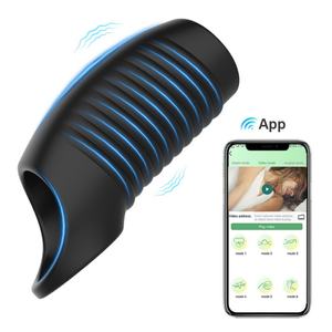 Mainan seks Dildo hitam cincin Penis ekstender lengan Penis silikon dengan ekstensi cincin Penis bergetar - Product Image 1