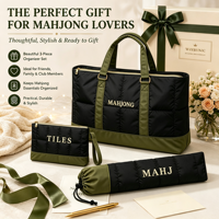 Ensemble de 3 sacs de rangement pour Mahjong, étanches et pliables, en polyester, avec fermeture éclair, grande capacité, pour tuiles de Mahjong américain