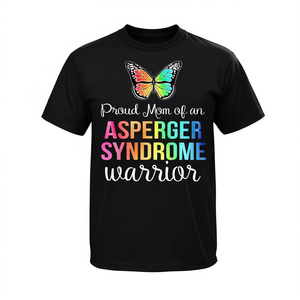 Camiseta con diseño de mariposa para mamá orgullosa de un guerrero con el síndrome de Asperger, camiseta de manga corta con cuello redondo, unisex, para adultos - Product Image 3