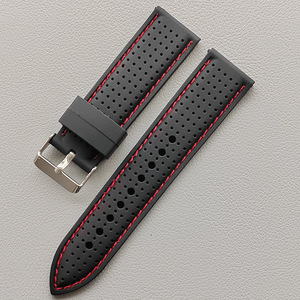 Bracelet de montre sport en silicone respirant Upro avec trous d'aération et coutures, bracelet en caoutchouc souple étanche 20mm 22mm 24mm pour hommes - Product Image 4