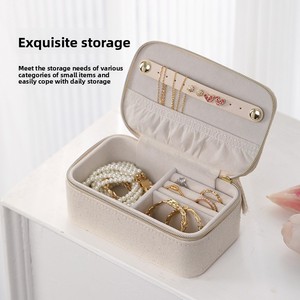 Luxury Small <strong>Box</strong> Packaging for Gift Halloween Square White Canvas Embroidered <strong>Jewelry</strong> <strong>Box</strong> with Metal Zipper and Custom Logo - Product Image 4