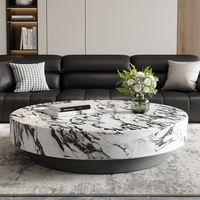 Table basse ronde minimaliste en marbre avec structure en métal pour hôtel et maison