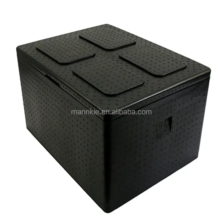 MK OEM Bio Degradable Black EPP Flip Container Expanded Polypropylene Foam Cooler Insulation Box For Cold Chain Transportation