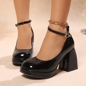 Sandalias de Plataforma con Tacón Alto para Mujer, Moda 2022, Suela <span class=keywords><strong>Extra</strong></span> Gruesa de TPR, Tacón Robusto, Calzado Cómodo para Dama - Product Image 4