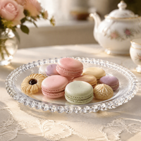 Bols de service en verre écologiques modernes et grandes assiettes rondes - Motif personnalisé pour les dîners de mariage, les salades de fruits et les gâteaux