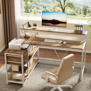 Bureau modulaire simple mobilier de bureau bureau d'ordinateur en bois en forme de L avec étagères bureau <span class=keywords><strong>PC</strong></span> d'angle - Product Image 4