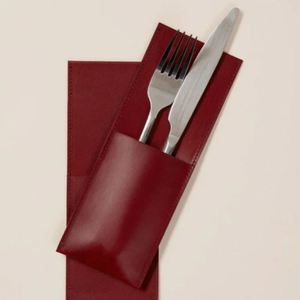 Étui à couverts en cuir PU HR, design luxueux, pochette pour couteau, pour le rangement des couverts de table, pour la décoration de table - Product Image 4