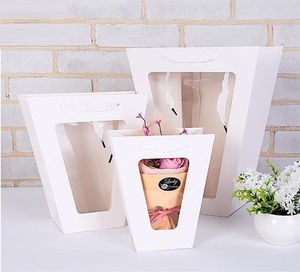 Bolsas de Regalo Portátiles con Ventana Transparente, de Papel, Reciclables, Personalizables, para Regalos Florales, Velas para Bodas y Fiestas - Product Image 2