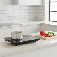Cuisinière électrique en céramique en acier inoxydable 3500W - Brûleur unique portable, surface en verre, chauffage rapide, commande tactile facile pour la maison