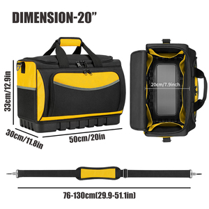 Customized Waterproof Heavy Duty Large <b>Tool</b> <b>Bag</b> Adjustable Strap Wide Open Mouth for Home DIY Equipment Storage Yellow Black - Product Image 1