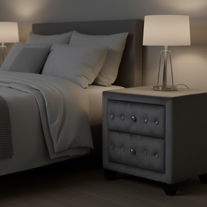 Comodino Moderno Sophia in Legno Grigio con 2 Cassetti, Mobile per Camera da Letto - Product Image 2