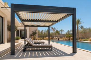 Pergola moderne en aluminium RKOVE, rectangulaire, noire, avec revêtement en poudre, pour couvrir la piscine extérieure - Product Image 3