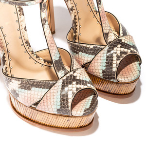 Nuovo arrivo sandali <span class=keywords><strong>con</strong></span> <span class=keywords><strong>tacco</strong></span> in bambù <span class=keywords><strong>con</strong></span> punta aperta in pelle multicolore - Product Image 3