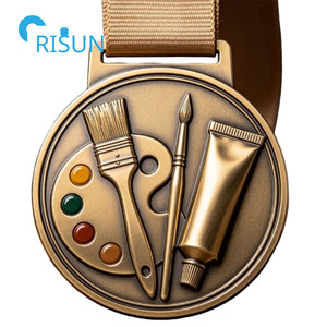 Medaglia Personalizzata per Artisti, Premio per Accademia d'Arte, Pennello da Pittura, Medaglione per Competizioni d'Arte - Product Image 4
