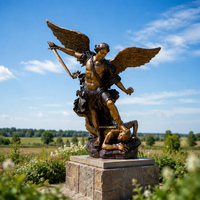 Grande Statue Religieuse Extérieure en Bronze Saint Michael Statue en Métal Laiton Archange Tuant Démon Statue Sculpture