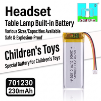 Batterie lithium rechargeable QS701230-230mAh 3.7V pour appareils de divertissement avec MSDS