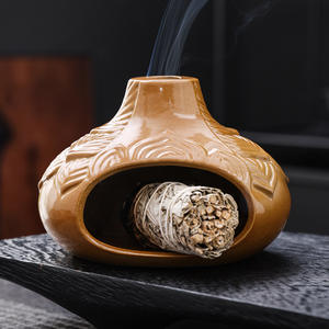 Brûleur d'encens en céramique et porcelaine fait main, motif ondulé, design à reflux, prix <span class=keywords><strong>de</strong></span> gros d'usine, porte-encens pour <span class=keywords><strong>la</strong></span> <span class=keywords><strong>maison</strong></span> et le bureau - Product Image 3