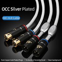 Câble audio de monitoring HIFI double XLR, 16 brins tressés OCC, plaqué argent avec fiche XLR plaquée or en cuivre pur pour haut-parleur
