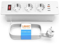 Multiprise encastrable de table EU avec port USB-C de charge rapide PD 20W, prise de courant dissimulée pour bureau et salle de conférence