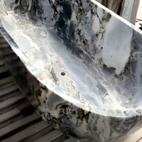 Baignoire autoportante monobloc en marbre naturel haut de gamme pour salles de bain d'hôtels et de villas ; Baignoire de trempage grand format