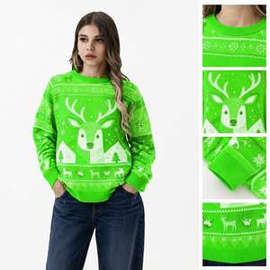 Custom Unisex Christmas Sweater Big Reindeer Snowflake Fair Isle Men <strong>Women</strong> Knit Neutral Holiday Party Ugly <strong>Xmas</strong> <strong>Jumper</strong> - Product Image 3