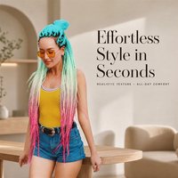 Perruque courte synthétique Lace Front style dreadlocks, fabriquée à la machine, pour femme, en soie domestique, avec franges au crochet, sans colle