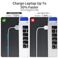 Câble de charge USB-C tressé en aluminium à adsorption automatique portable personnalisé 140w pour Mackbook Air