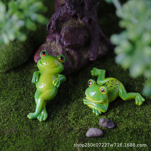 Figurine de grenouille miniature en résine, décoration de jardin, accessoire pour bonsaï et plantes succulentes, design contemporain, artisanat durable - Product Image 2