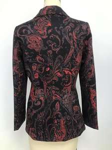 Cappotto da <span class=keywords><strong>Donna</strong></span> <span class=keywords><strong>in</strong></span> <span class=keywords><strong>Velluto</strong></span> Jacquard Viola-Nero Stile Retrò Autunnale Elegante con Motivo Barocco Imbottito Design Esclusivo con Bottoni - Product Image 5