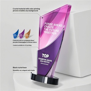 Trofeo de Cristal, Medalla de Espejo Colorida, Premio Conmemorativo, Ceremonia, Campeón de Competición, Estilo Hoja Jp - Product Image 4