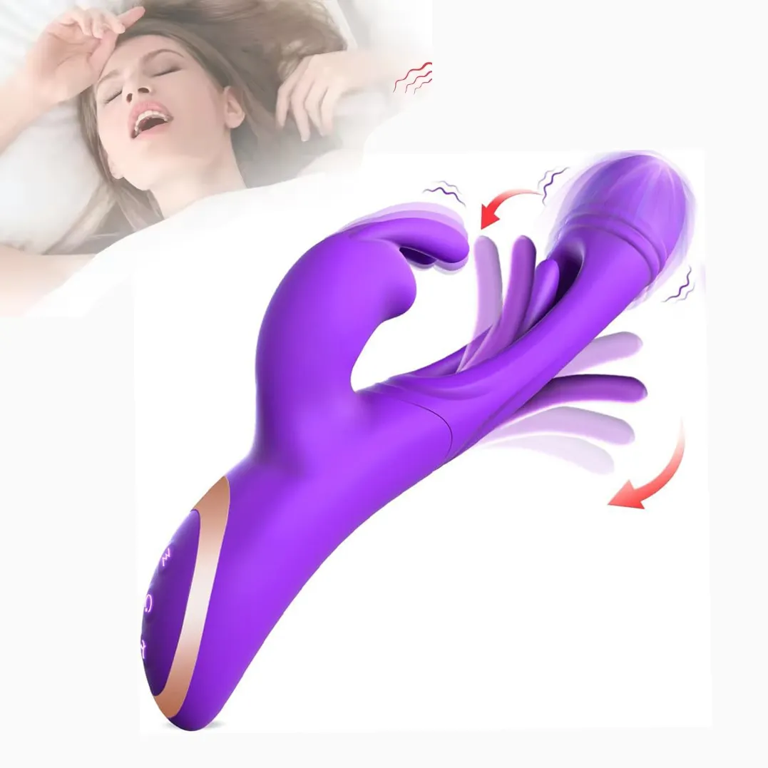 Wand Vibrator Female Sex Toys 12 Frequency Tongue Licking Rabbit Dildo G Spot Vibrator for Woman