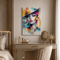 Peinture sur toile moderne abstraite Pop Art, portrait de femme tendance, encadrée et tendue sur châssis, pour salon et hôtel