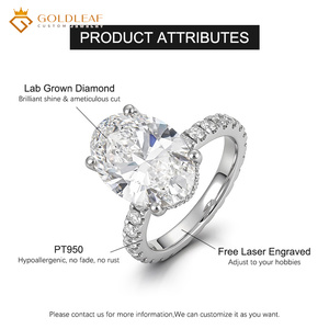 Bague de fiançailles classique en diamant de laboratoire Goldleafgem, taille ovale DEF VVS 5 carats, PT950, certifiée IGI, pour anniversaire (unisexe) - Product Image 5