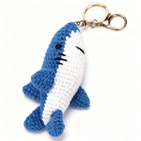 Porte-clés en crochet animaux marins faits main, peluches tricotées étoile de mer, requin, homard, crabe, breloque de sac, pendentif, cadeau