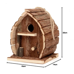 Nichoir à oiseaux rustique en bois résistant aux intempéries nichoir suspendu pour balcon d'arbre de jardin ou espaces extérieurs - Product Image 2