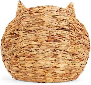 Lit de tête de chat en paille avec panier en jonc de mer tissage oreiller lavable amovible insérer panier tissage lit en rotin tête de chat en forme - Product Image 3