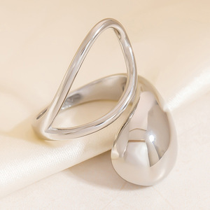 Geometric Stainless Steel <b>Ring</b> Silver Open Design Unisex Fashion Jewelry Gift Yiwu Made JZ21537S - Product Image 4